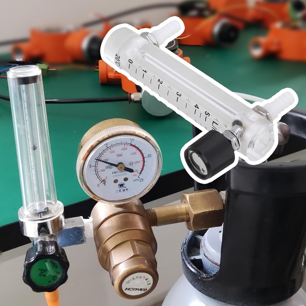 CNBTR Oxygen Air Gas Flowmeter Acrylic (LZQ-4 0.5-5LPM) with Control Valve for Oxygen Adjustable