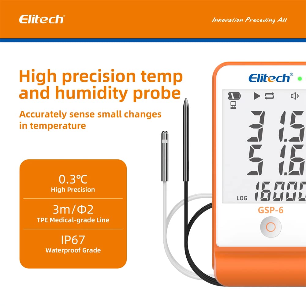 Elitech GSP-6 Temperature and Humidity Data Logger Recorder