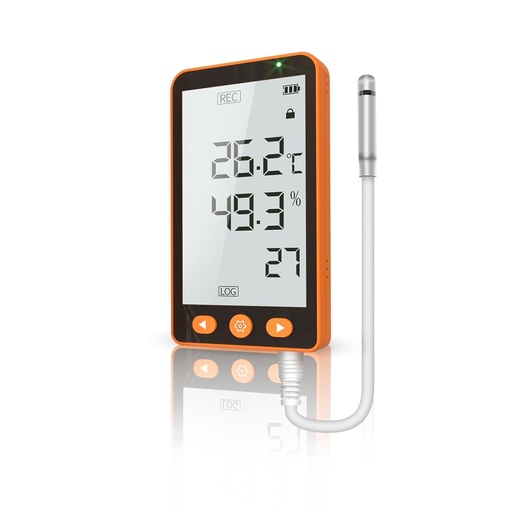 GSP-8PRO Thermometer and Humidity Data Logger with High-Accuracy Sensor, LCD, Rechargeable Battery, Alarm Alerts for Cold Chain & Laboratory Monitoring (-40°F to 185°F)